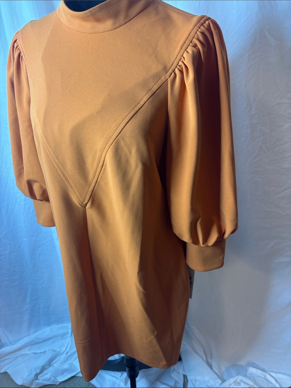 Calvin Klein Orange Puff-Sleeve Mini Dress - Picture 5 of 11
